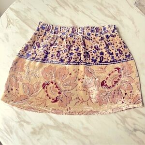 Chaser Floral Mini Skirt - Cream and Pink Velvet XS NWT